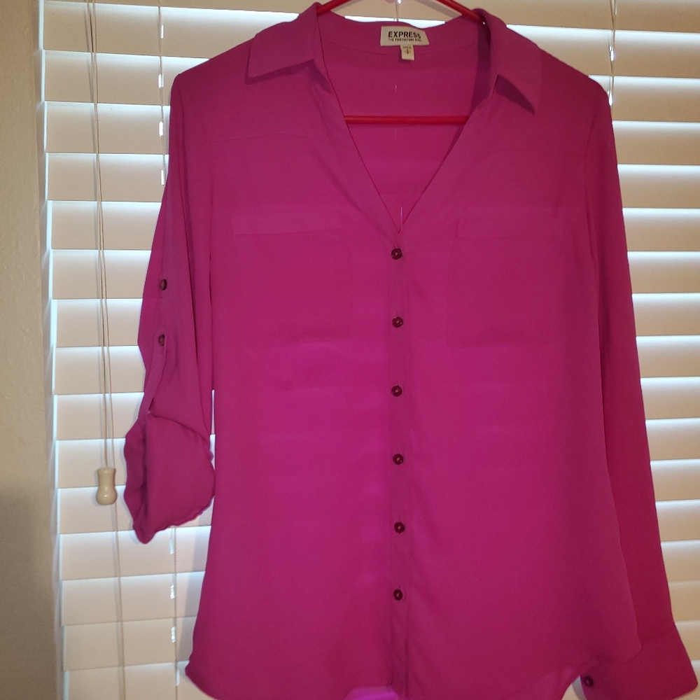 Fuchsia button-up business shirt express